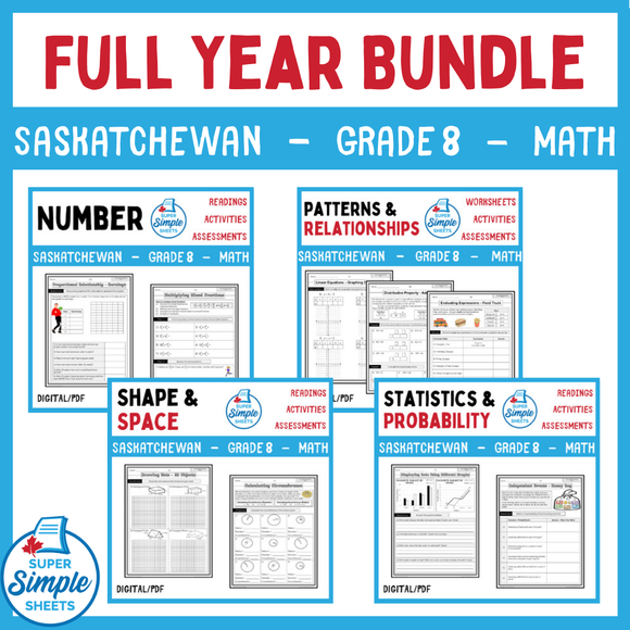 Saskatchewan Grade 8 Math - Full Year Bundle - GOOGLE/PDF INCLUDED