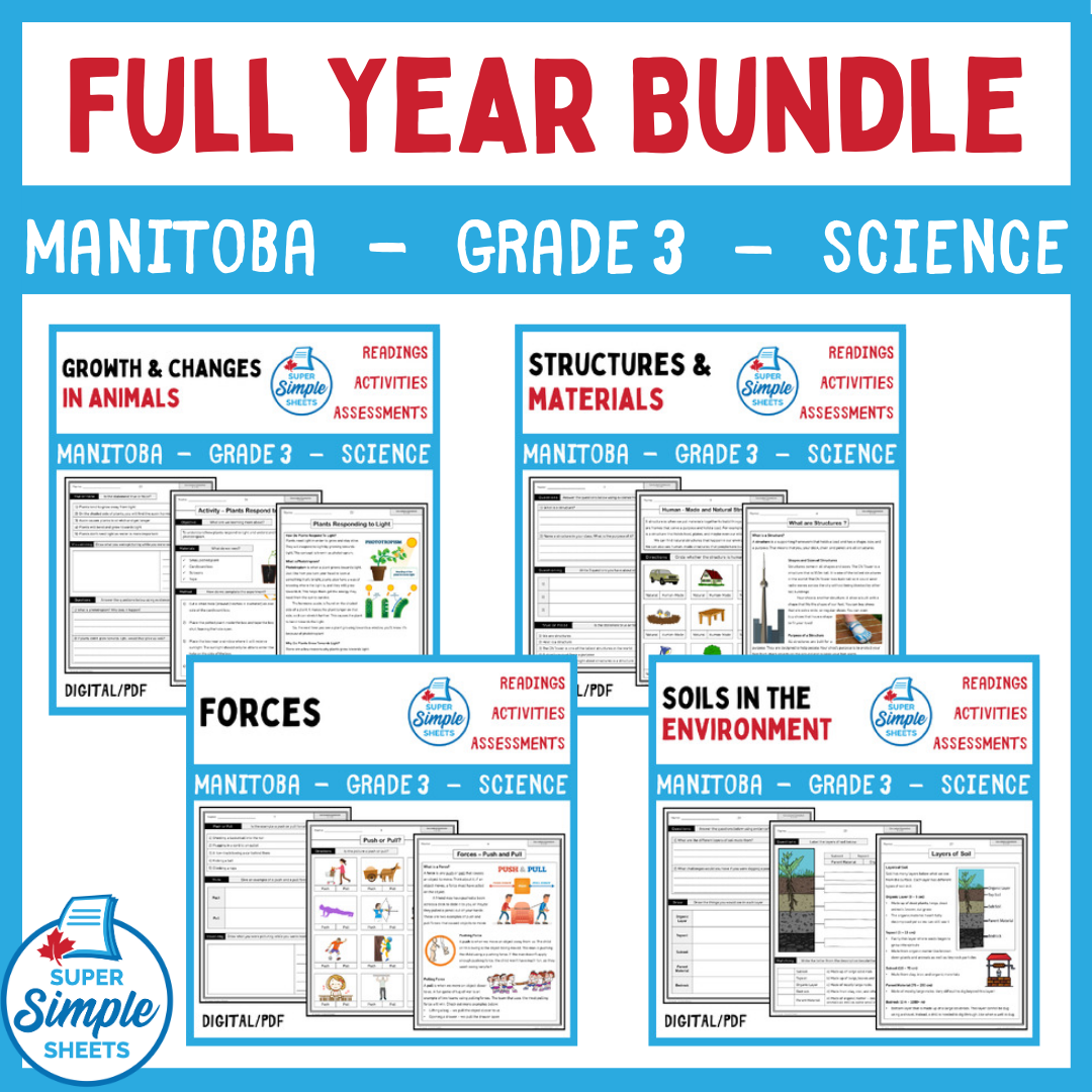 Science - Manitoba Grade 3 - Full Year Bundle - Clusters 1, 2, 3, 4