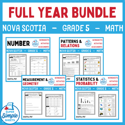 Nova Scotia Grade 5 Math - Full Year Bundle