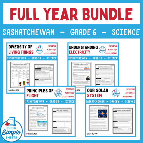 Saskatchewan Grade 6 Science - Full Year Bundle - GOOGLE/PDF INCLUDED