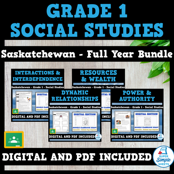 Saskatchewan - Grade 1 - Social Studies - FULL YEAR BUNDLE