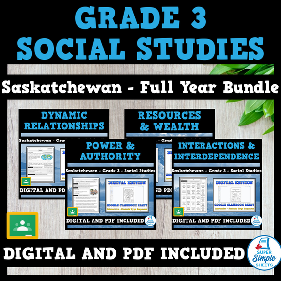 Saskatchewan - Grade 3 - Social Studies - FULL YEAR BUNDLE