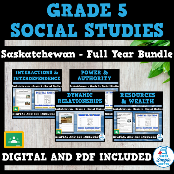 Saskatchewan - Grade 5 - Social Studies - FULL YEAR BUNDLE