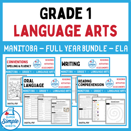 Manitoba Grade 1 Language Arts ELA - FULL YEAR BUNDLE