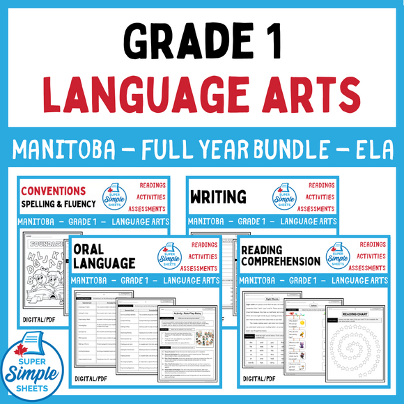 Manitoba Grade 1 Language Arts ELA - FULL YEAR BUNDLE