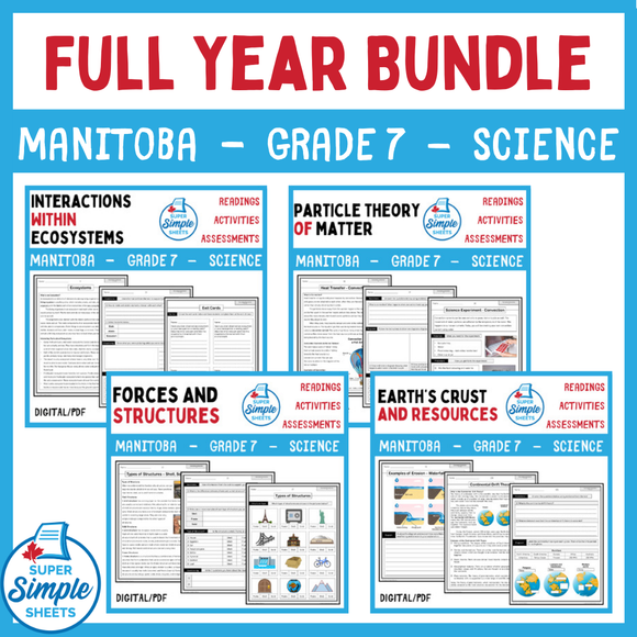 Science - Manitoba Grade 7 - FULL YEAR BUNDLE