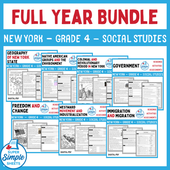 New York - Grade 4 Social Studies - FULL YEAR BUNDLE