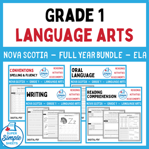 Nova Scotia Grade 1 Language Arts ELA - FULL YEAR BUNDLE