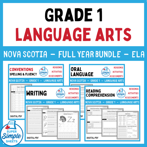 Nova Scotia Grade 1 Language Arts ELA - FULL YEAR BUNDLE