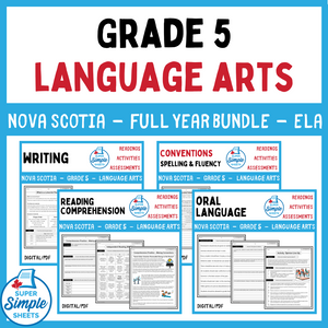 Nova Scotia Grade 5 Language Arts ELA - FULL YEAR BUNDLE