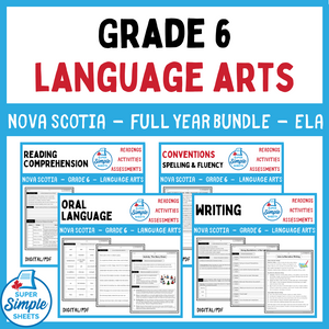 Nova Scotia Grade 6 Language Arts ELA - FULL YEAR BUNDLE