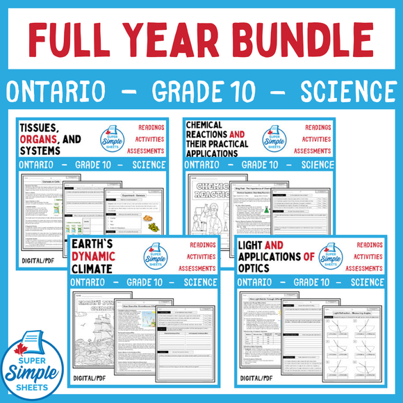 Ontario Grade 10 Applied Science Curriculum - STEM - Full Year Bundle