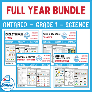 NEW 2022 CURRICULUM! Ontario - Grade 1 - Science - FULL YEAR BUNDLE