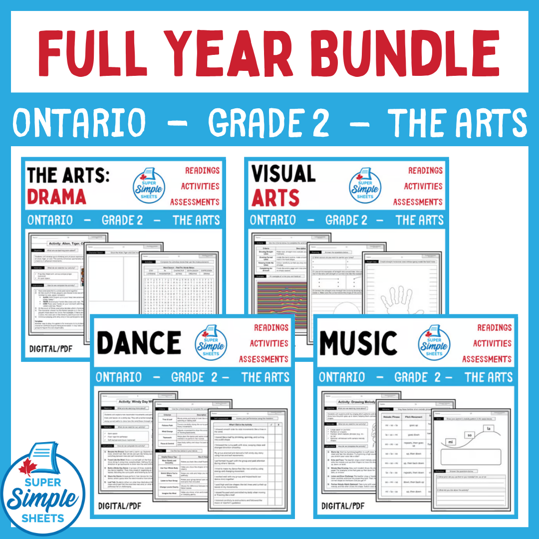 Grade 2 - Ontario The Arts Curriculum - FULL YEAR BUNDLE