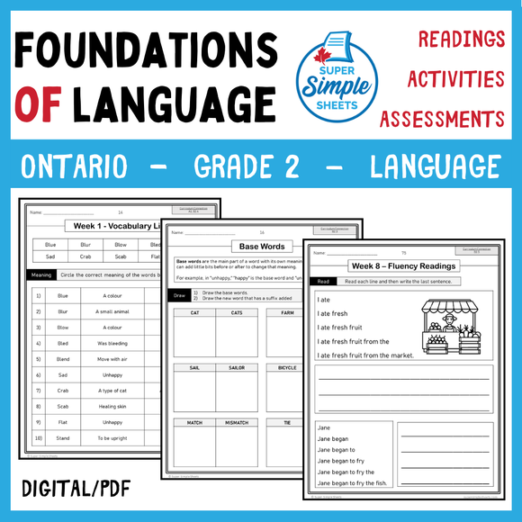 NEW 2023 Ontario Language - Grade 2 - Foundations of Language