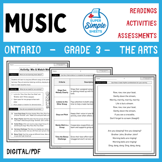 Grade 3 - Music Unit - Ontario Arts Curriculum