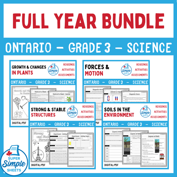 NEW UPDATED 2022! - Ontario Grade 3 Science - Full Year Bundle - GOOGLE/PDF