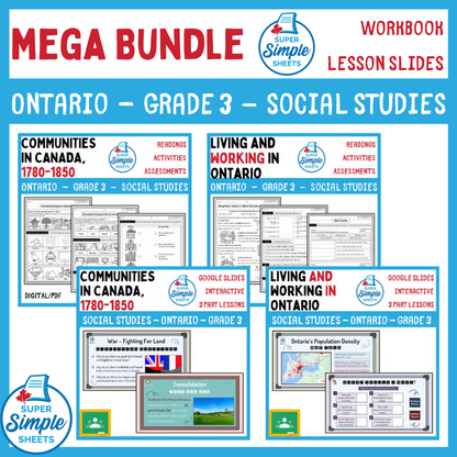 Ontario - Grade 3 - Social Studies - Lessons/Workbook Mega Bundle
