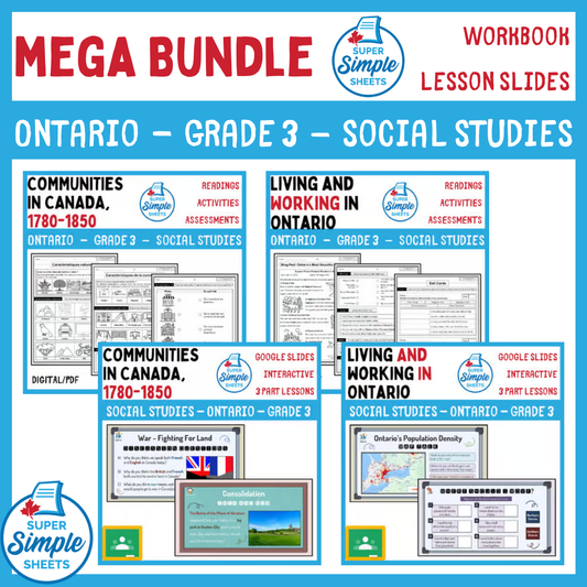 Ontario - Grade 3 - Social Studies - Lessons/Workbook Mega Bundle
