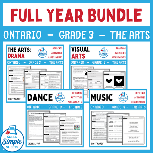 Grade 3 - Ontario The Arts Curriculum - FULL YEAR BUNDLE