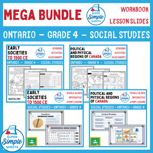 Ontario - Grade 4 - Social Studies - Lessons/Workbook Mega Bundle