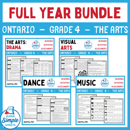 Grade 4 - Ontario The Arts Curriculum - FULL YEAR BUNDLE