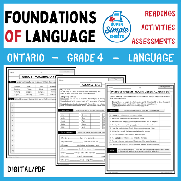 NEW 2023 Ontario Language - Grade 4 - Foundations of Language