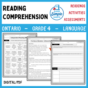 NEW 2023 Ontario Language - Grade 4 - Reading Comprehension