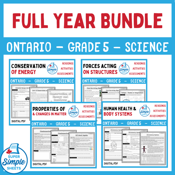 NEW UPDATED 2022 - Ontario Grade 5 Science - Full Year Bundle - GOOGLE/PDF