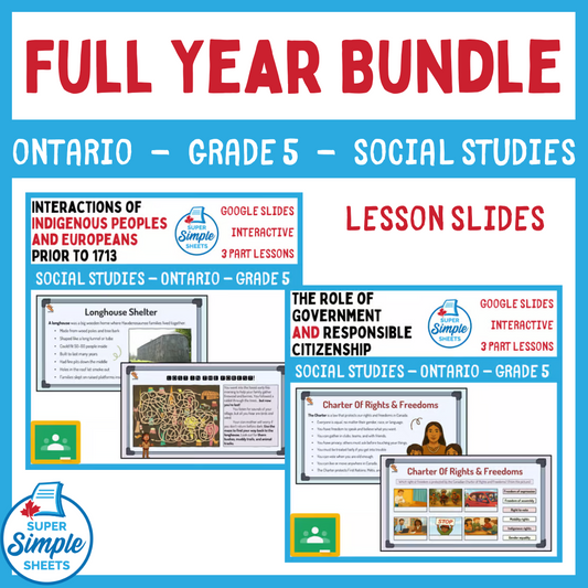 Grade 5 - Ontario Social Studies - Google Lesson Slides - Full Year Bundle