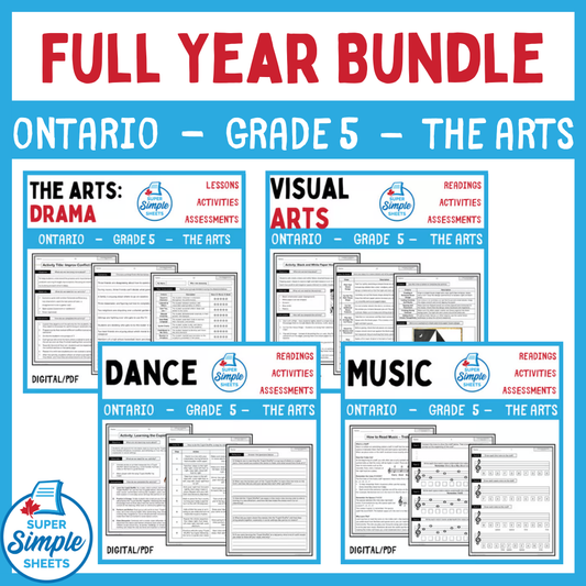 Grade 5 - Ontario The Arts Curriculum - FULL YEAR BUNDLE
