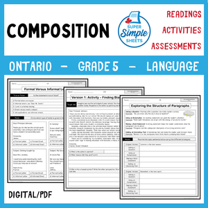 NEW 2023 Ontario Language - Grade 5 - Composition