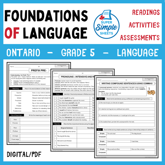 NEW 2023 Ontario Language - Grade 5 - Foundations of Language