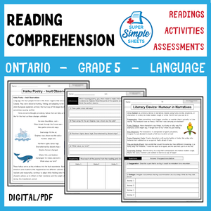 NEW 2023 Ontario Language - Grade 5 - Reading Comprehension