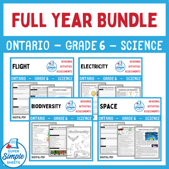 NEW 2022 Curriculum! Ontario Grade 6 - Science - Full Year Bundle - GOOGLE/PDF