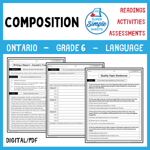 NEW 2023 Ontario Language - Grade 6 - Composition