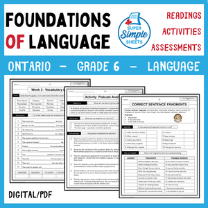 NEW 2023 Ontario Language - Grade 6 - Foundations of Language