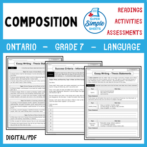 NEW 2023 Ontario Language - Grade 7 - Composition