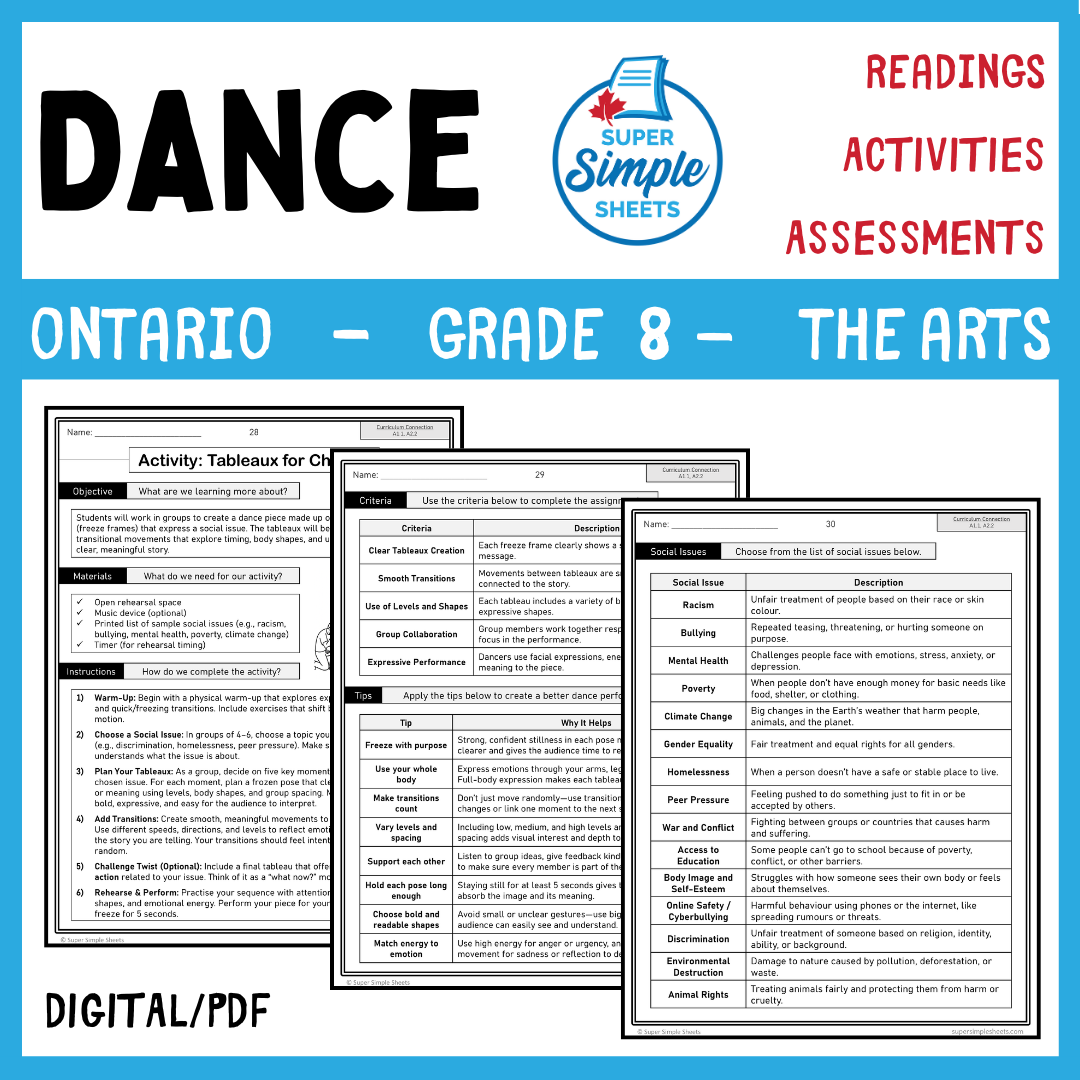 Ontario Arts Curriculum Grade 8 - Dance