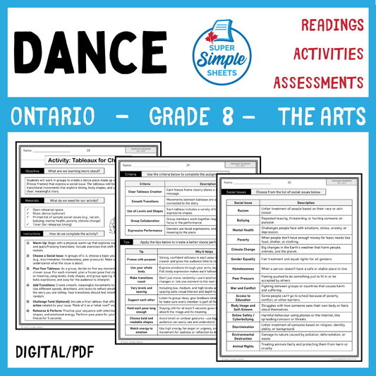 Ontario Arts Curriculum Grade 8 - Dance
