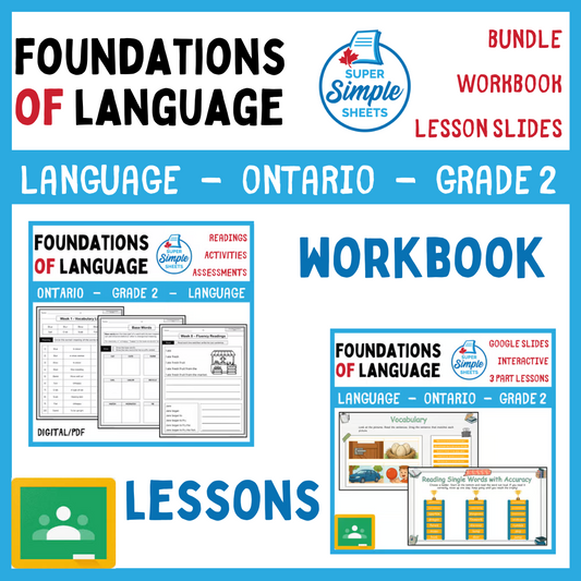 Grade 2 - Foundations of Language - Ontario Language - Lesson/Workbook Bundle