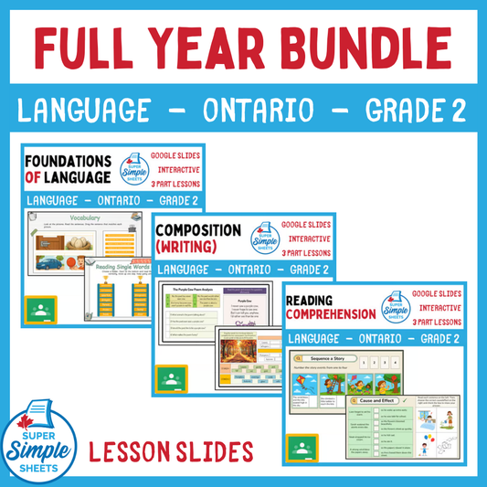 Grade 2 - Ontario Language - Google Lesson Slides - Full Year Bundle