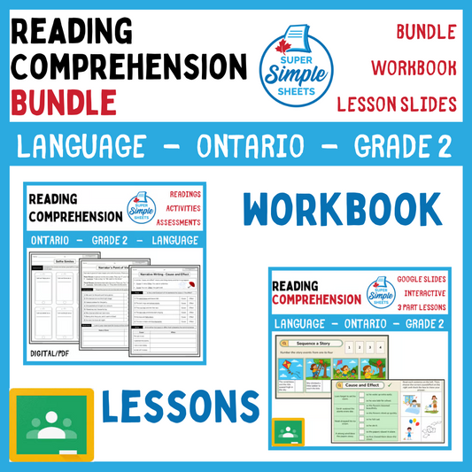 Grade 2 - Reading Comprehension Unit - Ontario Language - Lesson/Workbook Bundle