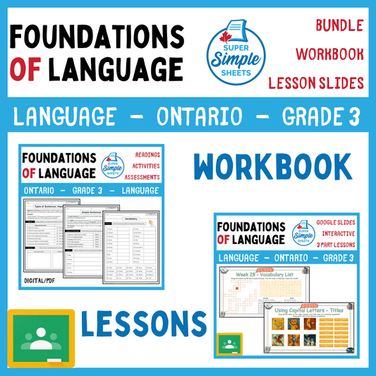 Grade 3 - Foundations of Language - Ontario Language - Lesson/Workbook Bundle