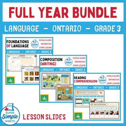 Grade 3 - Ontario Language - Google Lesson Slides - Full Year Bundle