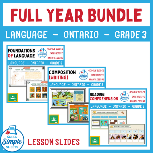 Grade 3 - Ontario Language - Google Lesson Slides - Full Year Bundle