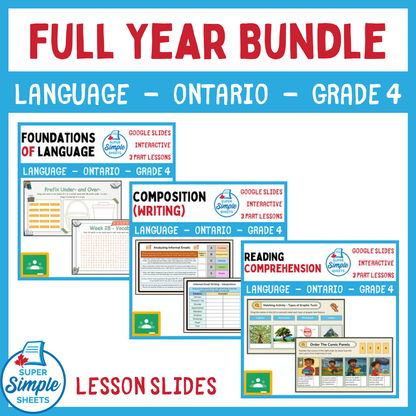 Grade 4 - Ontario Language - Google Lesson Slides - Full Year Bundle