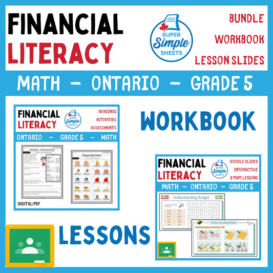 Grade 5 - Financial Literacy Unit - Ontario Math - Lesson/Workbook Bundle