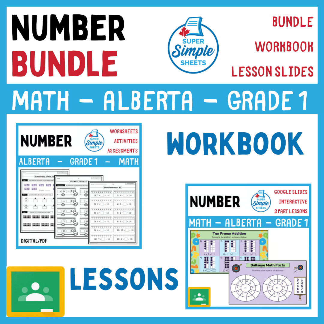 Grade 1 - Number Unit - Alberta Math - Lesson/Workbook Bundle