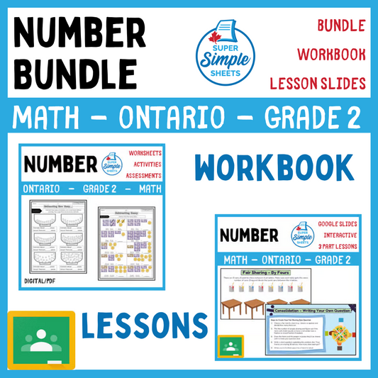 Number Unit - Grade 2 - Ontario Math - Lesson/Workbook Bundle